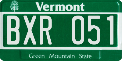 VT license plate BXR051