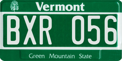 VT license plate BXR056