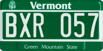 VT license plate BXR057