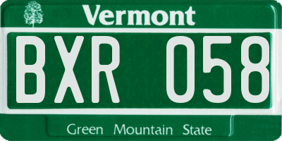 VT license plate BXR058