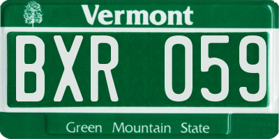 VT license plate BXR059