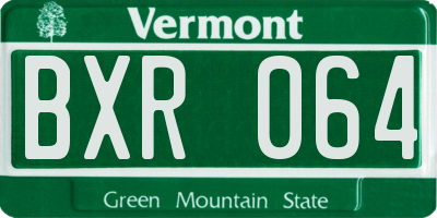 VT license plate BXR064