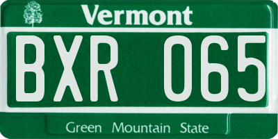 VT license plate BXR065