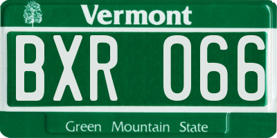 VT license plate BXR066