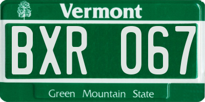 VT license plate BXR067