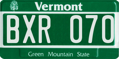 VT license plate BXR070