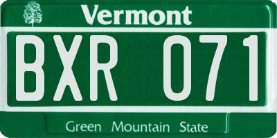 VT license plate BXR071