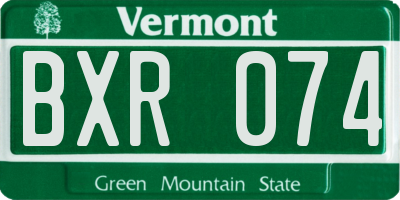 VT license plate BXR074