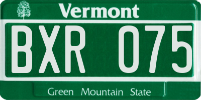 VT license plate BXR075