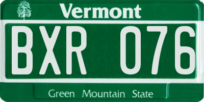 VT license plate BXR076