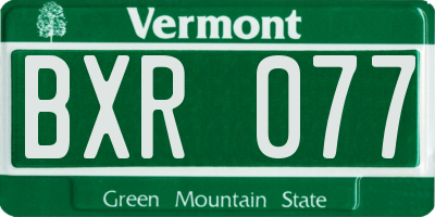 VT license plate BXR077