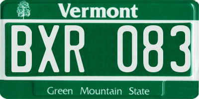 VT license plate BXR083