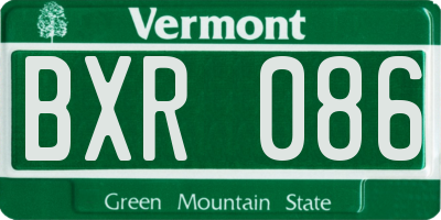 VT license plate BXR086