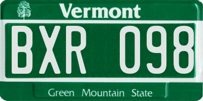 VT license plate BXR098