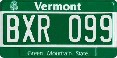VT license plate BXR099