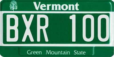 VT license plate BXR100