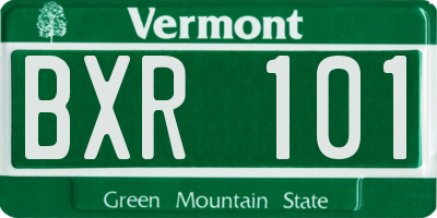 VT license plate BXR101