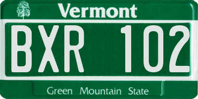 VT license plate BXR102