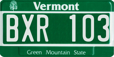 VT license plate BXR103