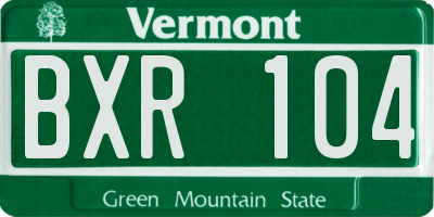 VT license plate BXR104