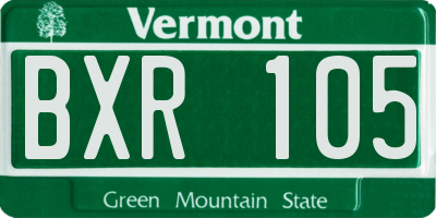 VT license plate BXR105
