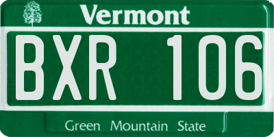 VT license plate BXR106