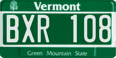 VT license plate BXR108
