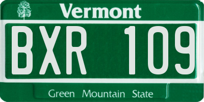 VT license plate BXR109