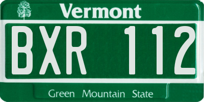 VT license plate BXR112
