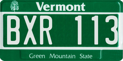 VT license plate BXR113