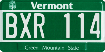VT license plate BXR114