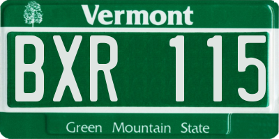 VT license plate BXR115