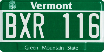 VT license plate BXR116