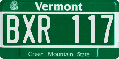 VT license plate BXR117