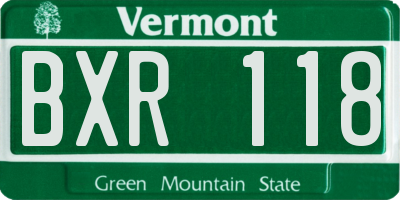 VT license plate BXR118