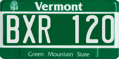 VT license plate BXR120