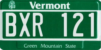 VT license plate BXR121