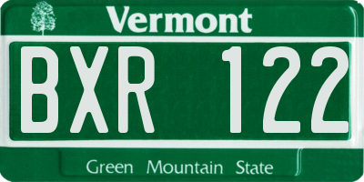 VT license plate BXR122