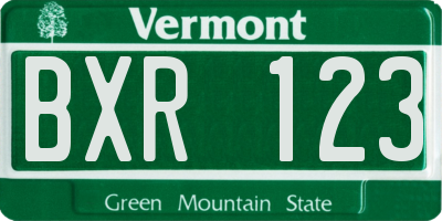 VT license plate BXR123