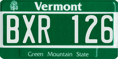 VT license plate BXR126
