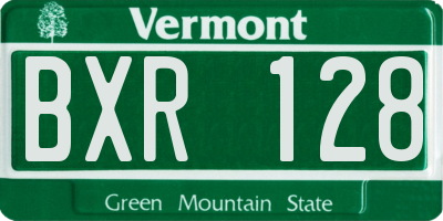 VT license plate BXR128