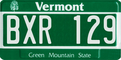 VT license plate BXR129