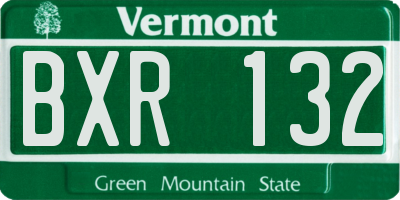 VT license plate BXR132