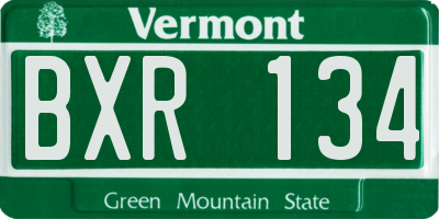 VT license plate BXR134