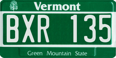VT license plate BXR135