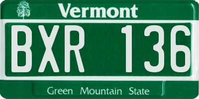 VT license plate BXR136