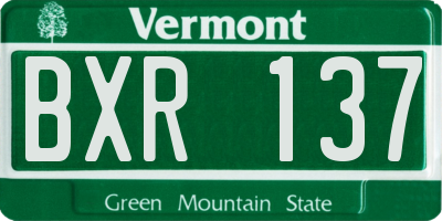 VT license plate BXR137