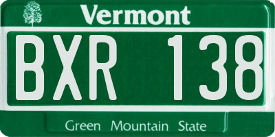 VT license plate BXR138