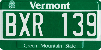 VT license plate BXR139