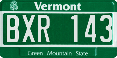 VT license plate BXR143